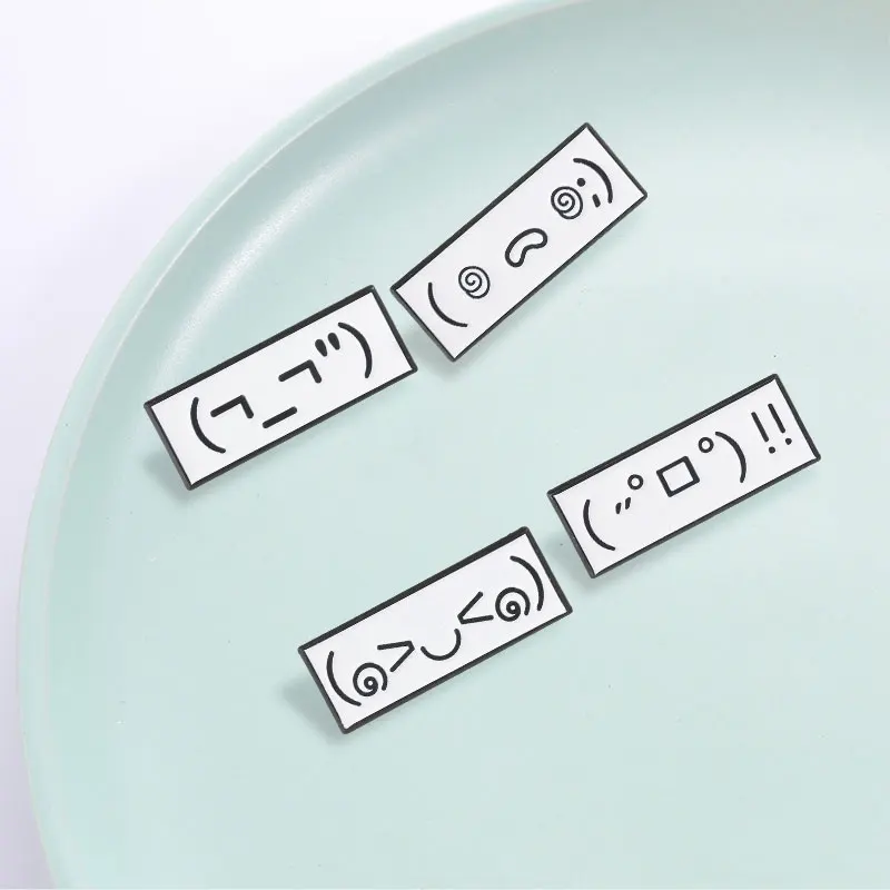 Niedliche japanische Kaomoji Emaille-Pins: Kawaii ASCII-Text-Gesichter, schüchterne, beleidigte, schockierte Stimmungs-Broschen, Anstecknadeln, Schmuckgeschenke – Detail 8