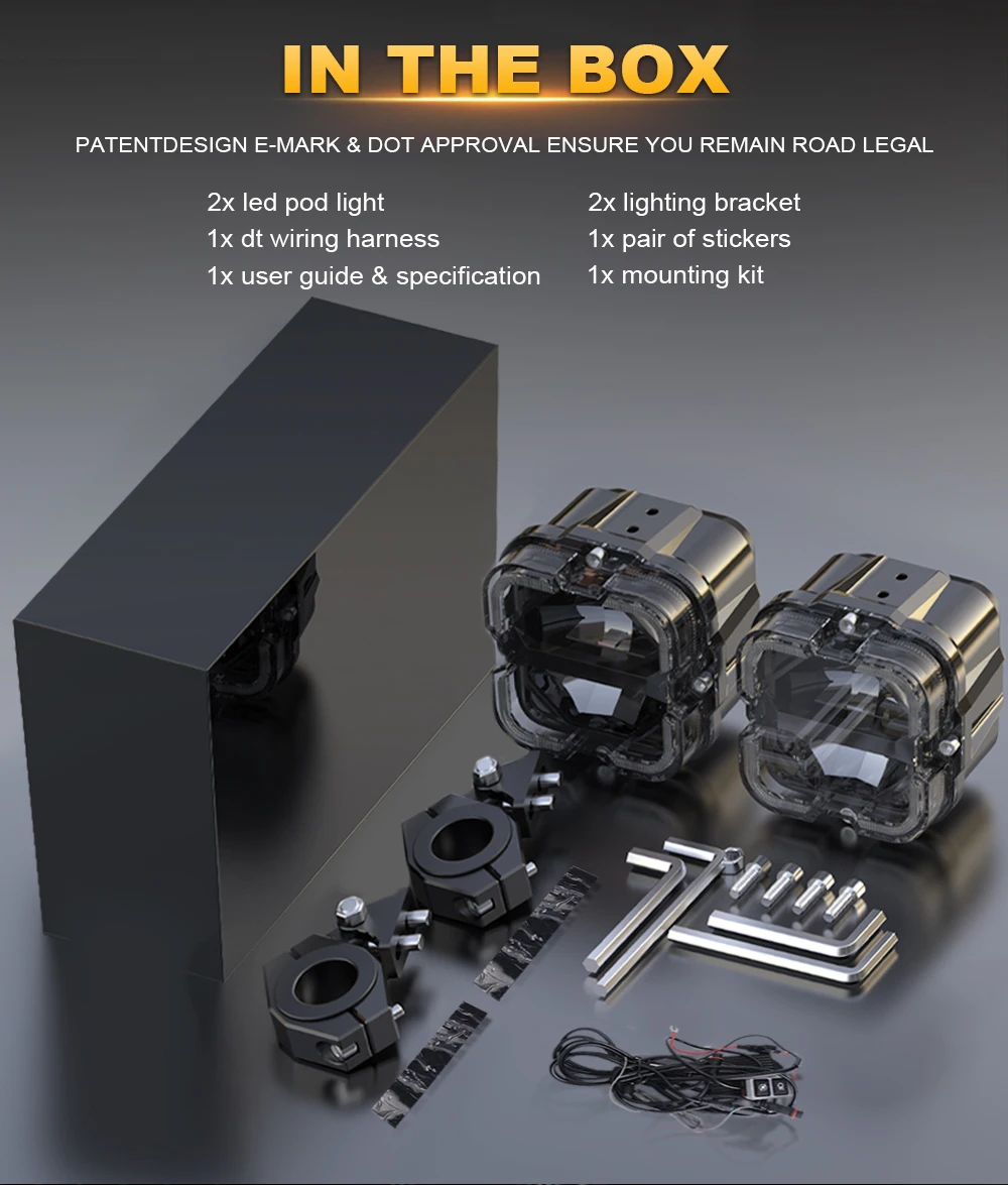 Lampu Sorot Tambahan LED Sepeda Motor Lampu Sorot Berkendara Lampu Berkendara Putih Amber Combo Beam untuk Sepeda Motor BMW