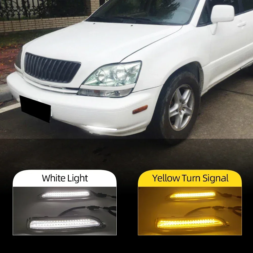 New！ 2PCS Car LED Daytime Running Light For Lexus RX300 RX330 RX350 1998 1999 2000 2001 2002 DRL Fog Lamp Turn signal light