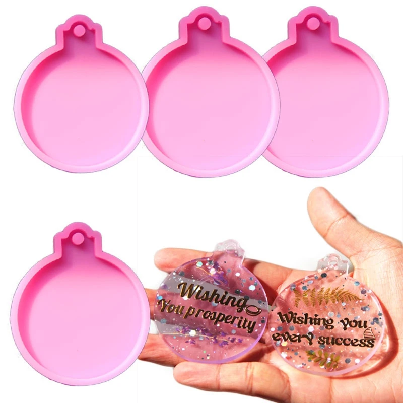 4 Pcs Christmas Ball Pendant UV Epoxy Resin Molds Handmade Keychain Silicone Mould DIY Crafts Jewelry Decorations Mold