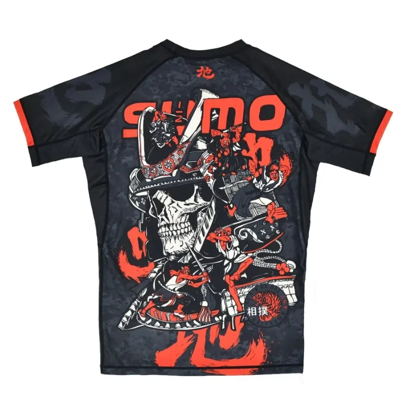 Japanese Sumo Style Rash Guard Short Sleeve BJJ Jiu Jitsu Training Shirt Men Graphic Combat Sportswear