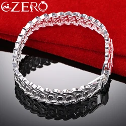 ALIZERO 925 Sterling Silver Fashion Wristband Bracelet Chain For Men's Woman Wedding Party Charm Noble Accessories Jewelry Gift