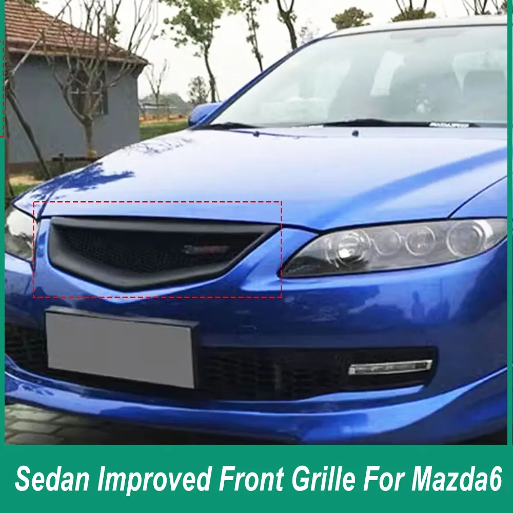 Racing Grid Bumper Surface Mesh Front Face Decorative Cover Auto Parts Applicable To Mazda M62003-2015 ABS Plastic Black Carbon