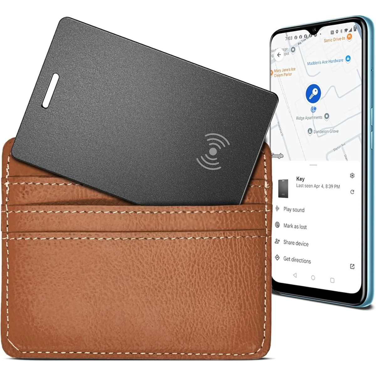 مكتشف محفظة 3C جديد لنظام Android، محدد موقع العناصر بلوتوث لاسلكي رفيع قابل لإعادة الشحن 1.8 مم، لتطبيق Find Hub، Android فقط #3
