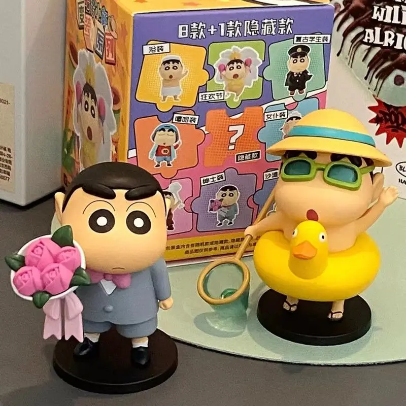 Miniso Crayon Shin chan cross dressing series กล่องตาบอดอุปกรณ์ต่อพ่วงอินเทรนด์ของเล่นตุ๊กตาเด็กคริสต์มาสของขวัญของเล่นแปลกใจ