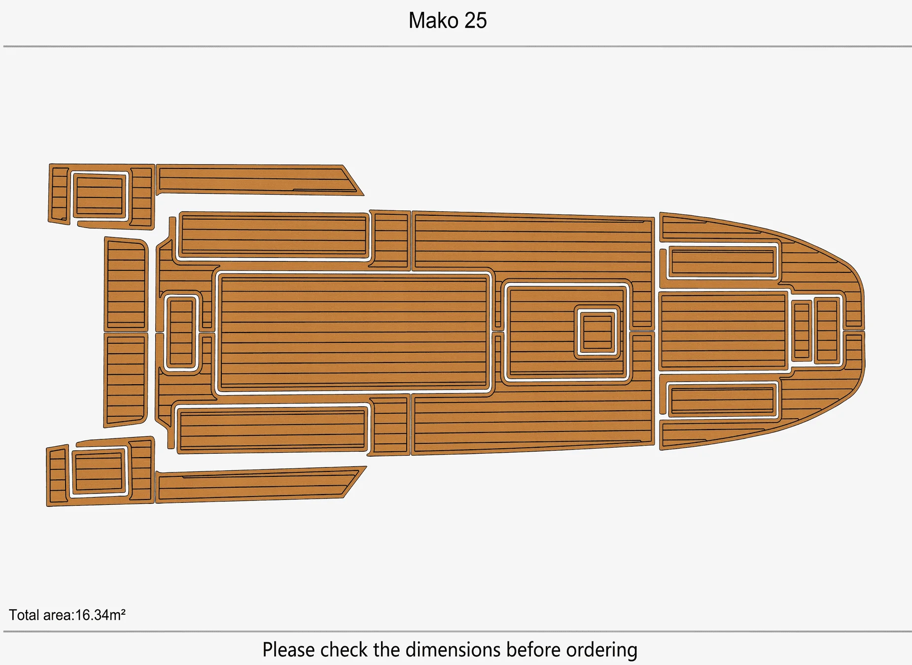 Anti-Skid EVA Faux Teak Self-Adhesive 6mm Boat Decking Pad for Mako 25 Yacht Cockpit Durable Marine Flooring