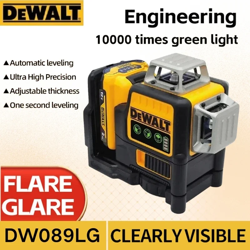 Dewalt DW089LG 12 Lines Professional Laser Level Green Beam Line 12V Lithium Battery 360 Horizontal Vertical Cross Outdoor Tools