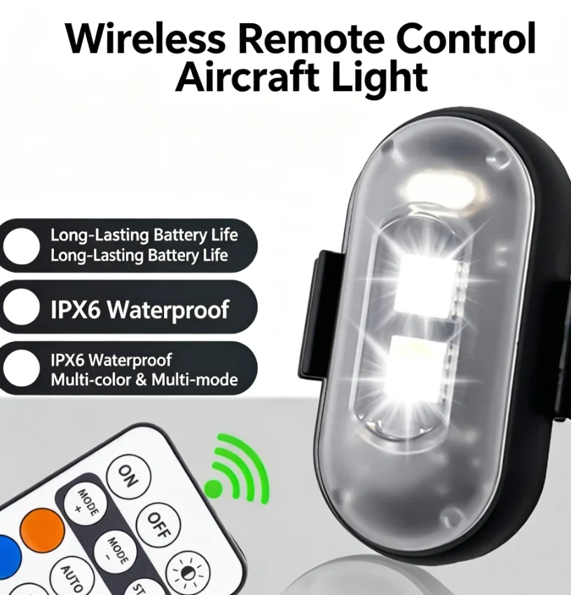 Wireless Remote LED Strobe Light Car Motorcycle Bike Warning Decor Lamp USB Rechargeable Aircraft Indicator 8 Colors Car Lights