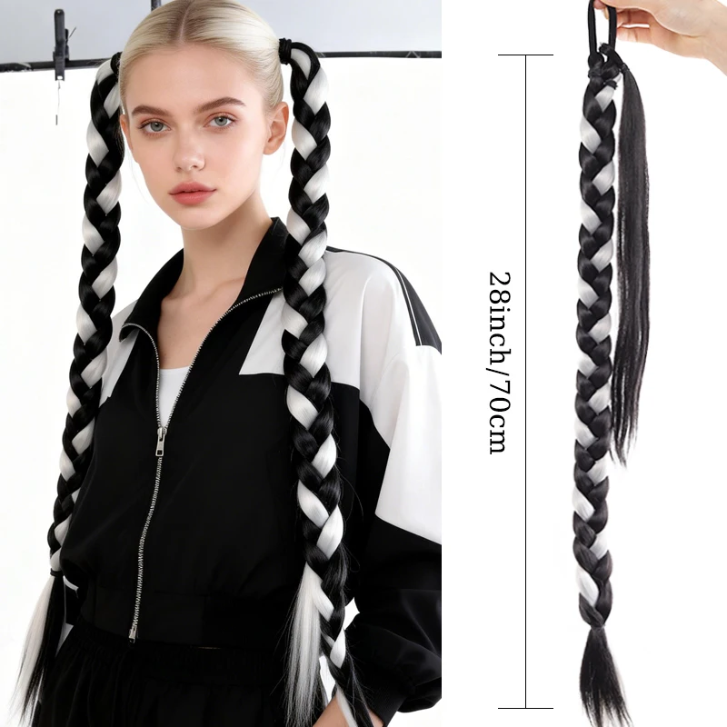 

Синтетический хвост-косичка на резинке, черно-белый, для женщин, на каждый день и для вечеринок