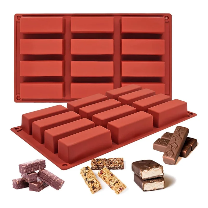 Molde para barra de Chocolate, molde Rectangular de silicona, barra de Chocolate casera para aperitivos, molde para mantequilla de 12 rejillas