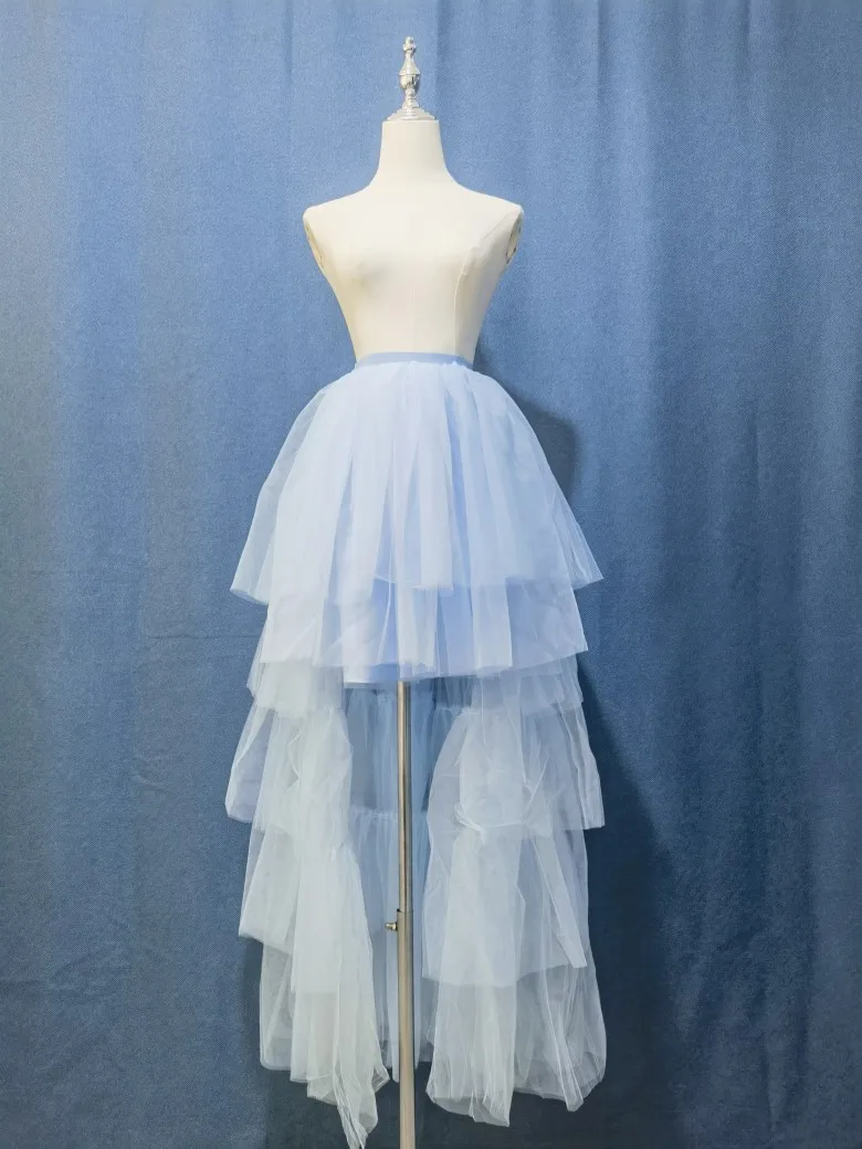 Chic Black Puffy Hi Low Tutu Party Skirt High Low Tulle Skirt Layered Women Long Skirt for Prom Custom Made petticoat image 6