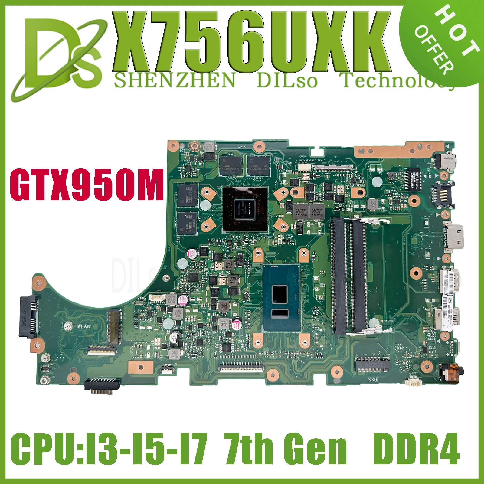 KEFU For ASUS X756UX Laptop Motherboard X756UJ X756UV X756UQK X756UB X756UWK X756UXM 3 I5 I7 6th/7th Gen GTX950 940MX 930MX