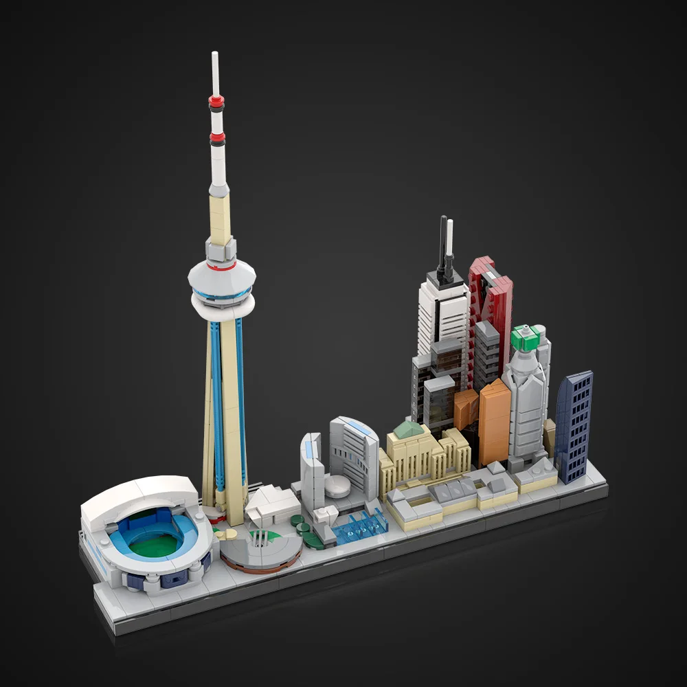 MOC Miasto Toronto Skyline Klocki Model Miasto Toronto Skyline Architektura Widok Ulicy Cegły Zabawki do Składania Prezenty