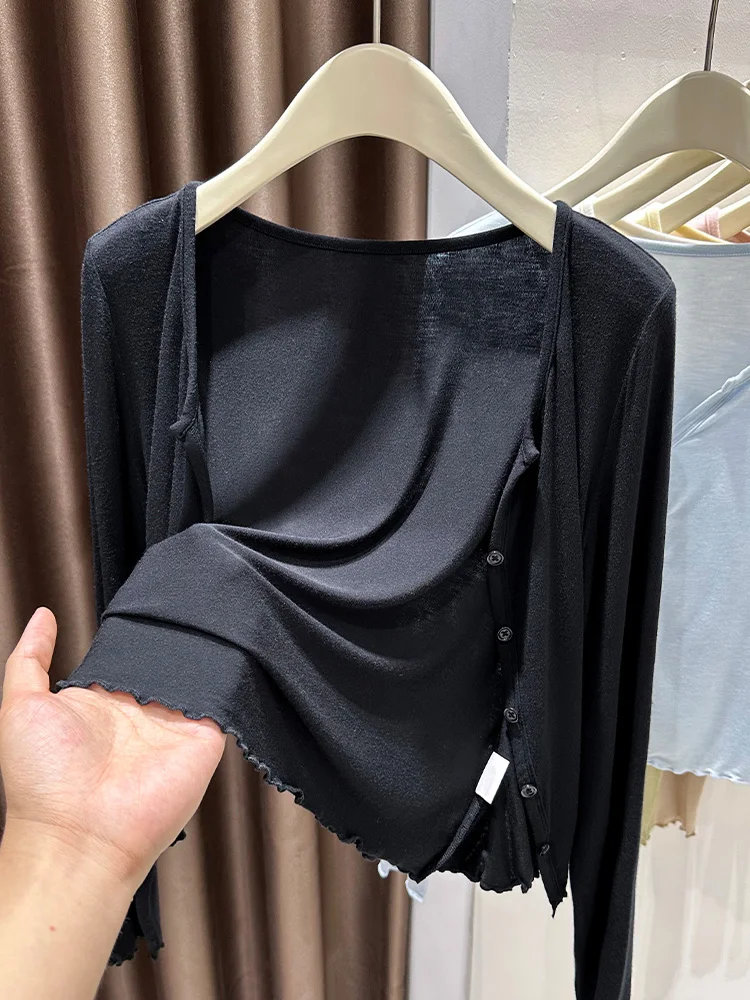 

Летний женский кардиган-накидка, легкий, солнцезащитный, с ремешком, премиум-качество, свободный крой, пальто-накидка