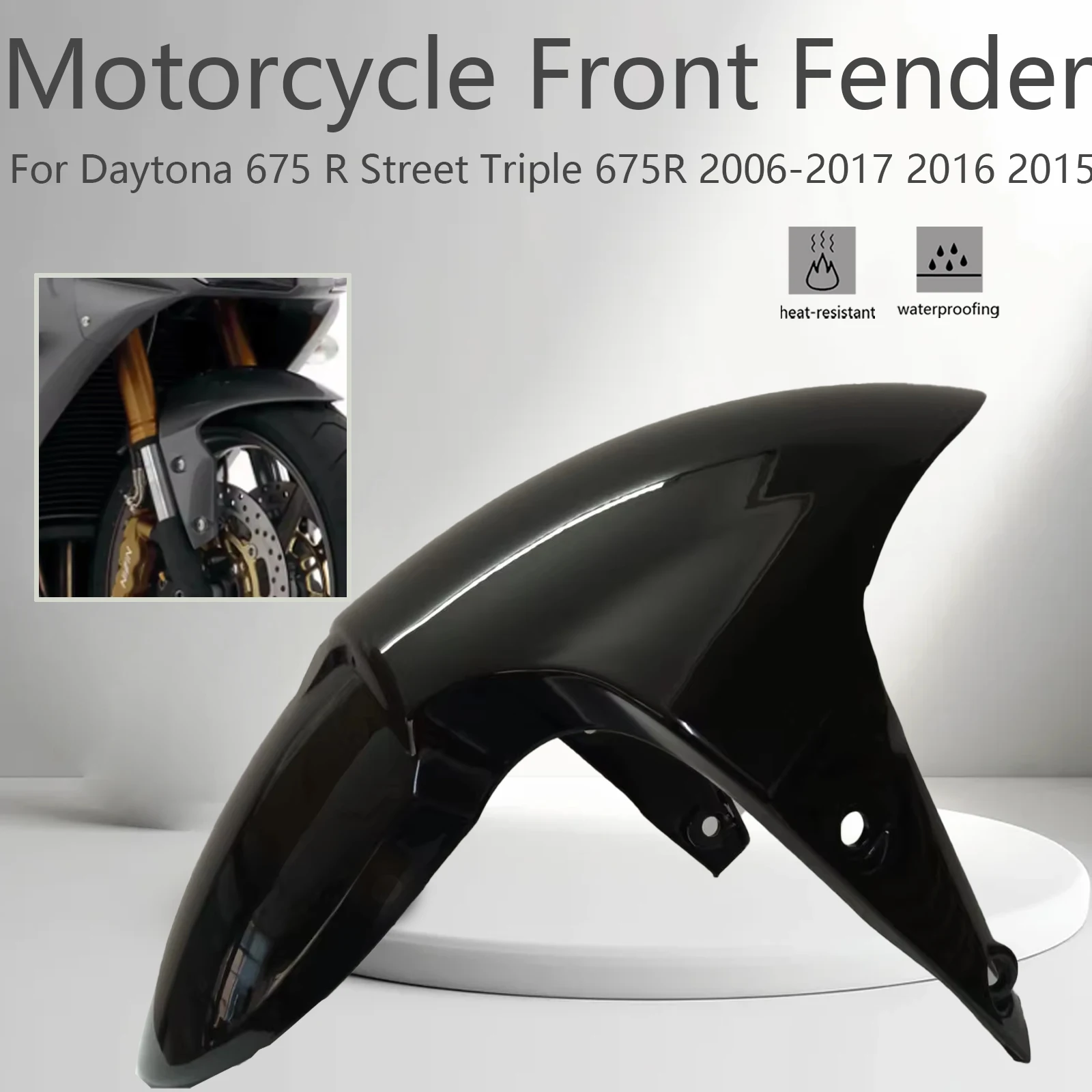 Parafango Anteriore Moto per Daytona 675 R Street Triple 675R 2006-2012, Protezione Carena in ABS Effetto Fibra di Carbonio
