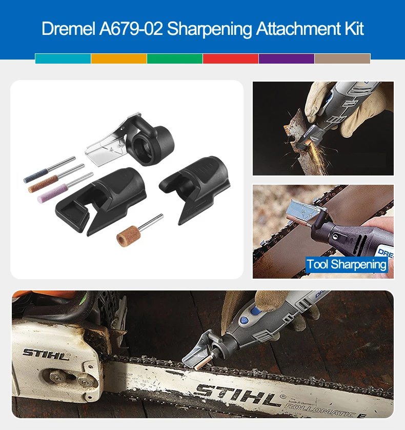 Dremel Garden Tool Sharpener Attachment Kit Chain Saw Lawn Mower Sharpening Knife Tool for Drill Rotary Power Tool Accessories