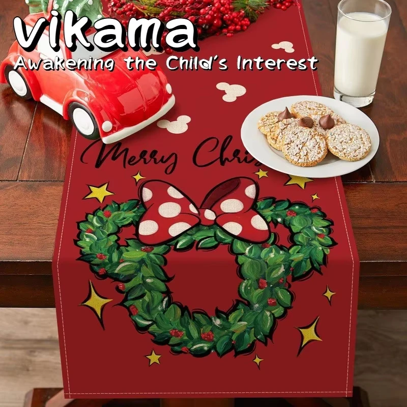 VIKAMA Christmas Table Runner Heat-Resistant Tablecloth Holiday Dinner Party Decor Essential Home Holiday Decor table