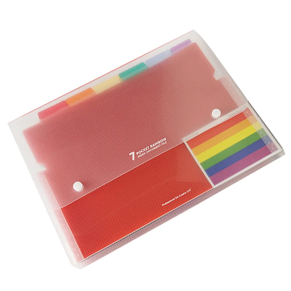 

7 Pockets Portable File Folder Plastic Button Closure Document Organizer Students Accessories Multilayer Folder Storage