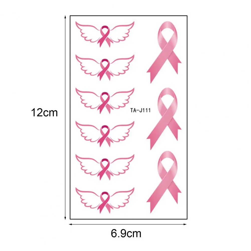 Pink Ribbon Tattoo Stickers DIY Tattoo Stickers Women Breast Cancer Awareness Temporary Body Art Tattoos Waterproof Tattoos