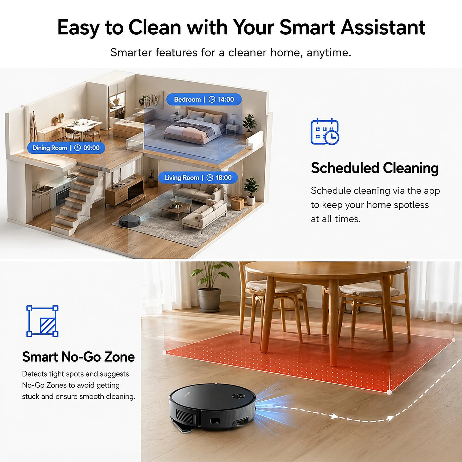 Household Vacuum Cleaner Robot Mop Wet And Dry Robot Sweep And Mop With Auto Dust-Collect Dock Smart Robot Vacuum Cleaner