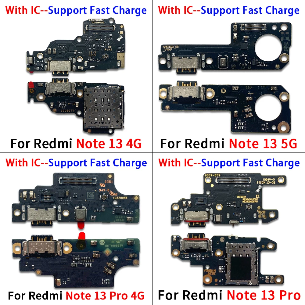 New For Xiaomi Redmi Note 13 Pro 4G 5G Plus USB Charging Board Dock Port Connector Flex Cable Repair Parts Replacement