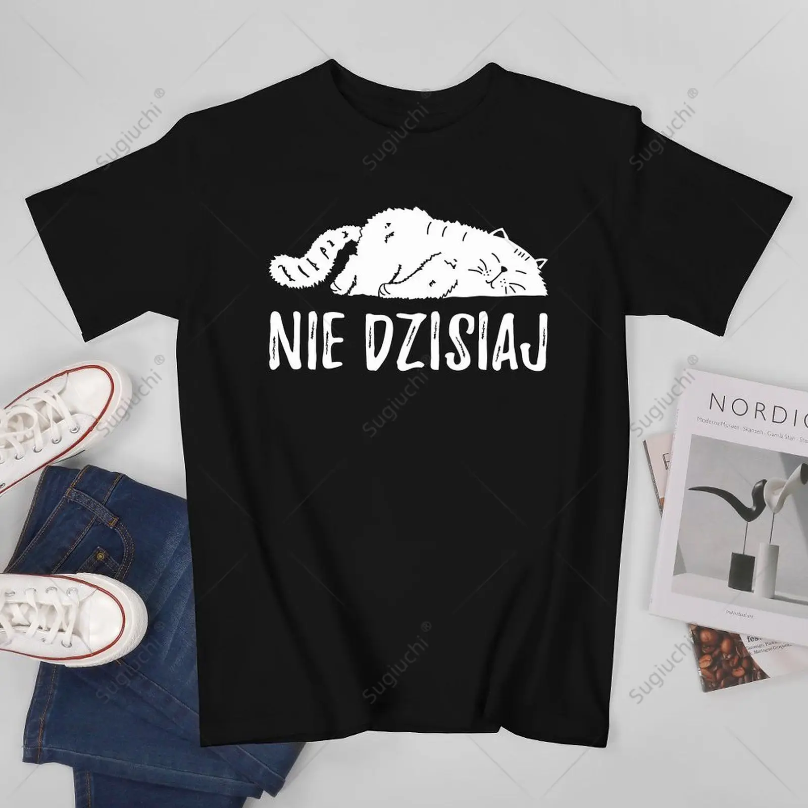 Unisex Männer lustige polnische Katze Polen Polska T-Shirt T-Shirts T-Shirts Frauen Jungen 100 % Baumwolle T-Shirt