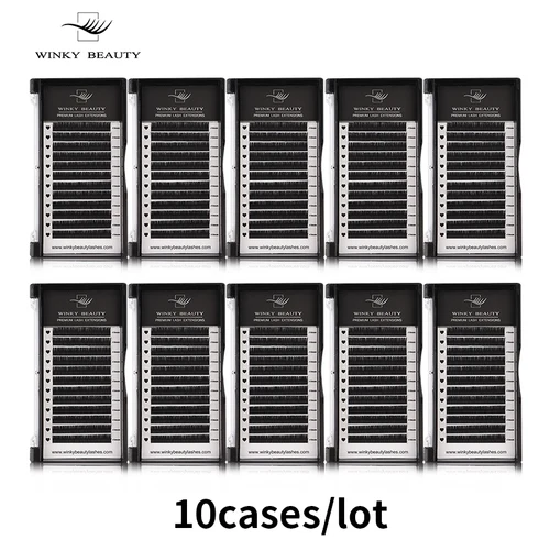 10 fundas/lote Winky Beauty 12 filas extensión de pestañas individuales profesionales Rusia volumen suministros de extensión de pestañas materiales
