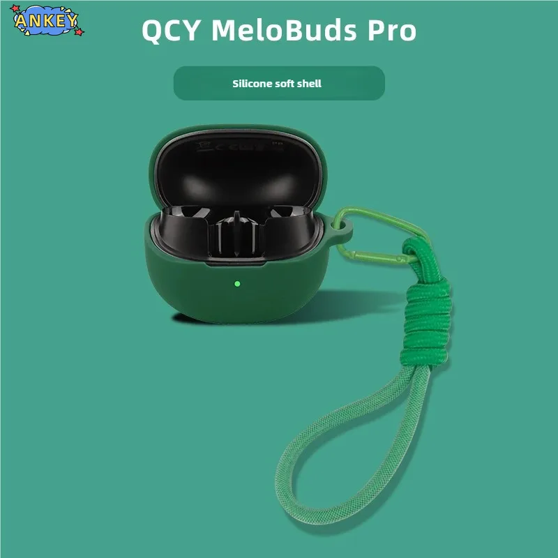 for QCY MeloBuds Pro Case HT08A Protective Nylon Lanyard Soft Cover Shells Anti Dust Sleeve Hand Rope Strap Accessories
