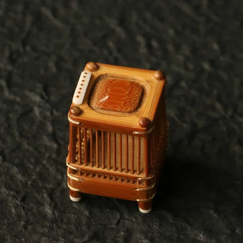 Handmade Square Golden Bell Singing Insects Cage Mini Bamboo Cage Box