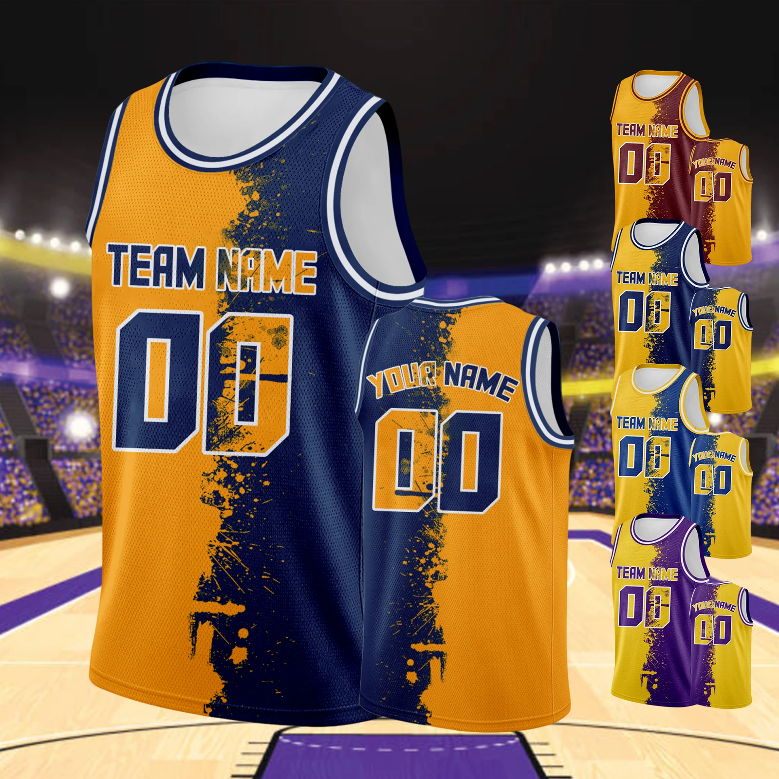 

Custom Basketball Jersey Orange Navy Personalized Basketball Shirts for Men Boy Printed Team Name Number Uniforms Tank Top S-4XL