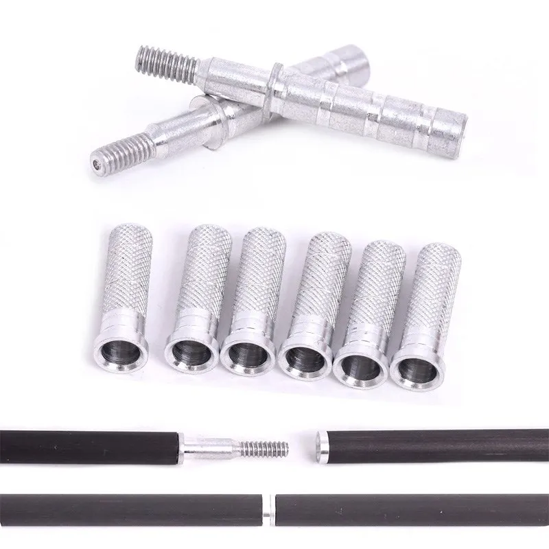 Aluminum Archery Arrow Connector, Insert Take-down Arrow Shaft, Hunting Accessories, Compound Bow, ID6.2mm, 12Pcs