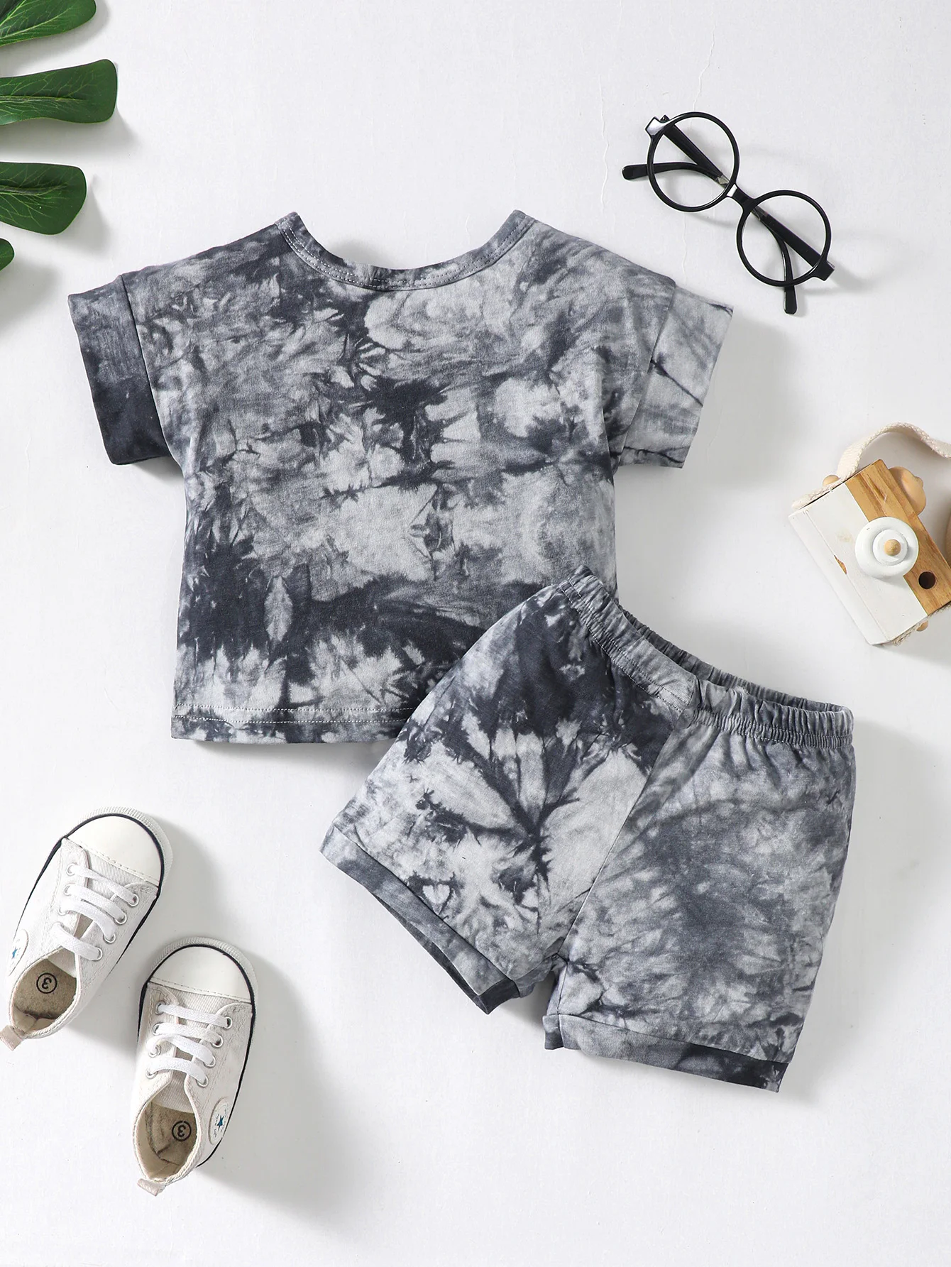 Summer Baby Boys 2-6Y Clothing Set Tie-Dye Dinosaur Car 