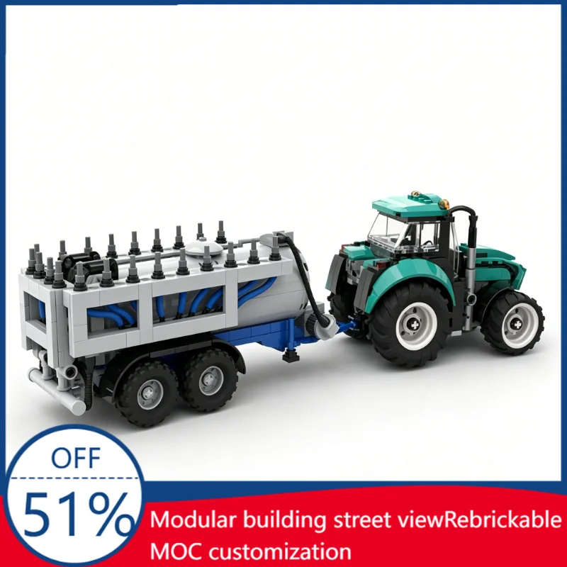 

410PCS Farm Slurry Tanker with Spreader Agricultural Vehicle Building Blocks DIY Assembly Educational Toy for Farming Enthusiast