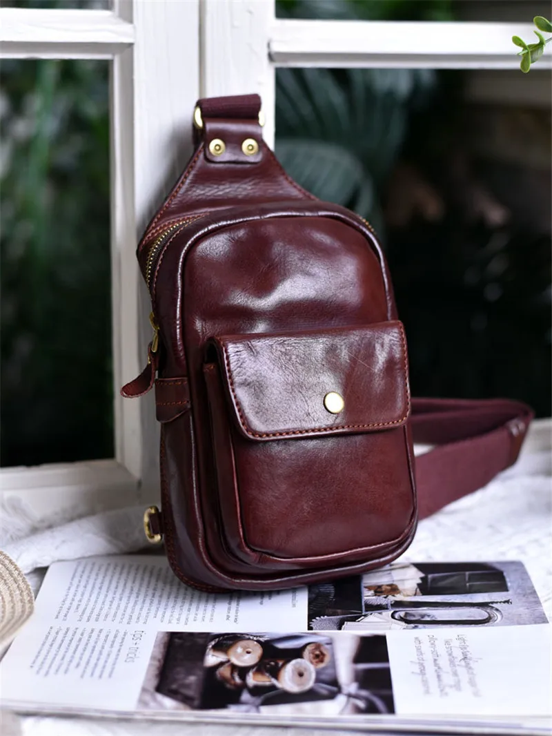 PNDME Casual Luxury Genuine Leather Ladies Chest Bag Outdoor Sports High Quality Real Cowhide Women's Shoulder Crossbody Bag