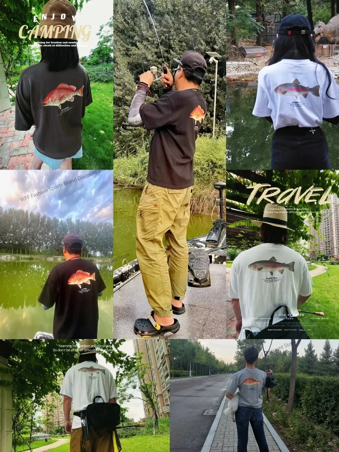 

Luya Men's T-Shirt Alphabet Fishing Printed O-Neck Short Sleeve Casual Comfortable Loose Men's and Women's Same Top