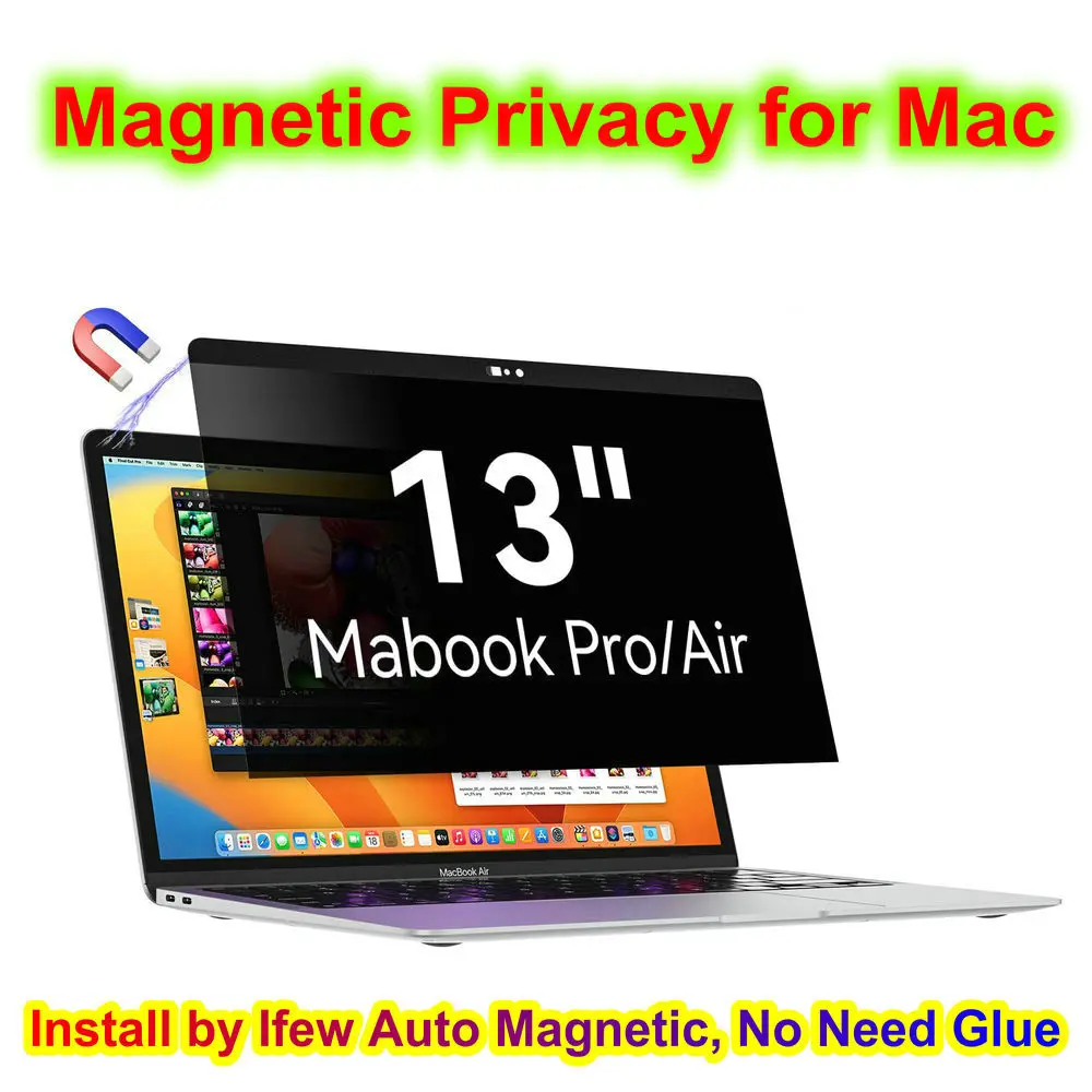 Privacy Screen Protector Magnetic Film for Macbook Mac Book Air 13 13” 15.3 A3113 A2681 A3401 Pro Magnet Anti Spy Filter Shield