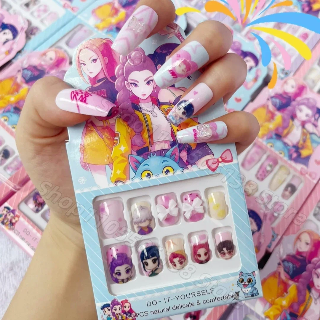 Autocollants pour ongles 2026, collection Fille, exquis et portables, avec strass brillants, taille standard, colle gelée incluse, cadeau idéal pour les filles