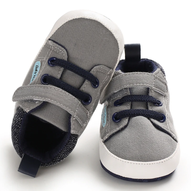 Spring and Autumn new fashionable and simple high top cloth shoes for newborns, comfortable soft soled walking shoes for beginne