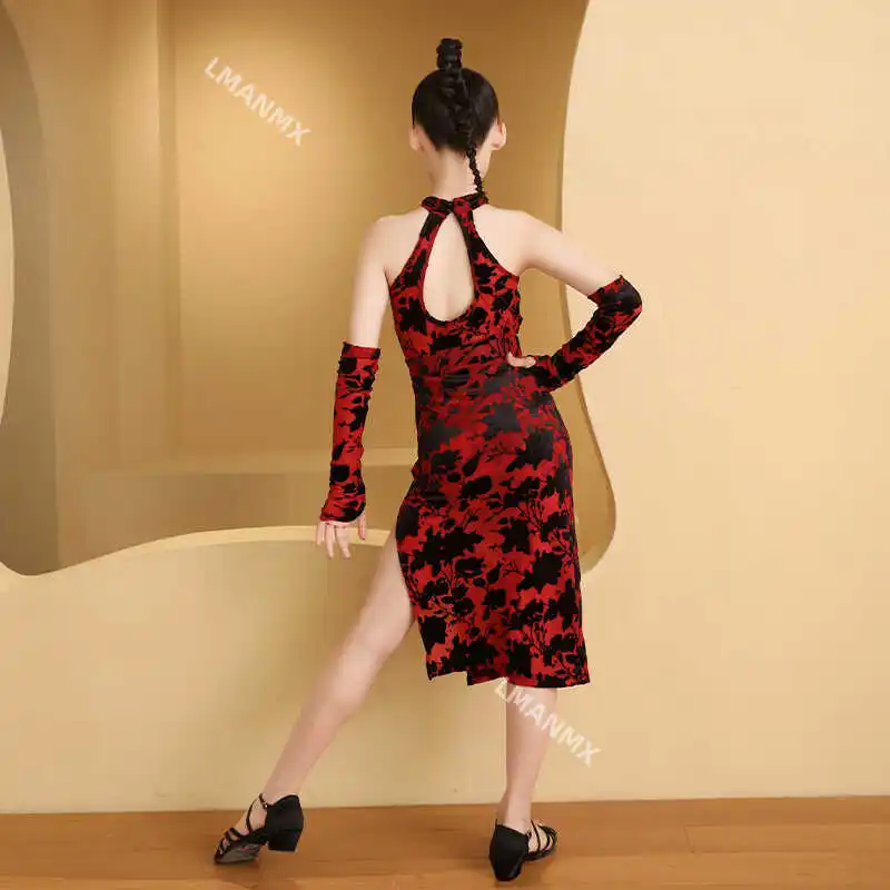 زي الرقص اللاتيني، شيونغسام، نمط جديد، تدريب لاتيني صيني للأطفال، زي الأداء الراقي للفتيات