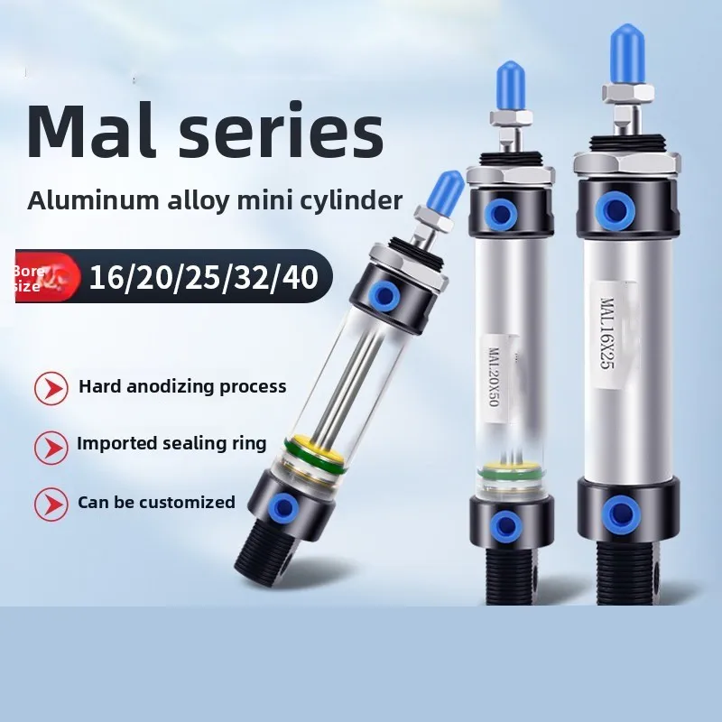 Mal Air Pneumatic Cylinders Double Compressed Mini Bore 16/20/25/32mm 40mm Stroke 25/50/75/100 200 400 Single Lever Air Cylinder