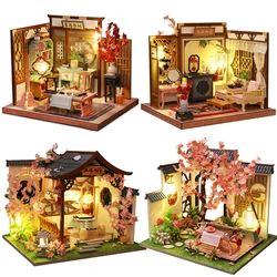 DIY Wooden Doll Houses Kit Miniature Casa With Furniture Cherry Blossom Dollhouse Model Villa Toys for Adults Birthday Gifts