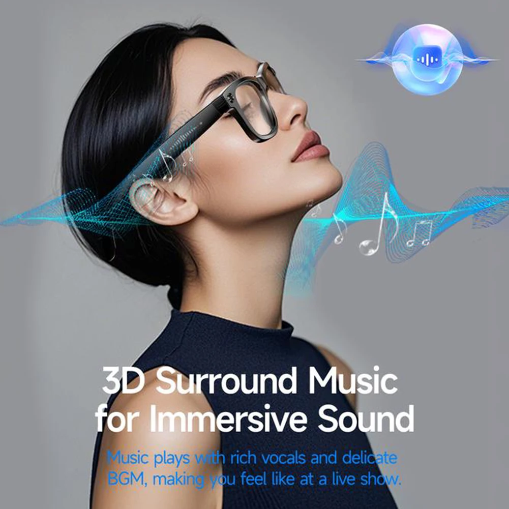 Smart AI Camera Glasses with 8MP Lenses Button Touch Adjustment for Travel Outdoor Hands-Free Photography Real-Time Translation