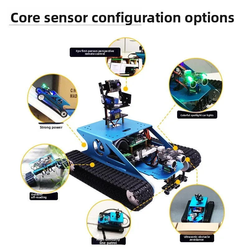 Tracked tank smart car WiFi video programming robot AI vision kit python