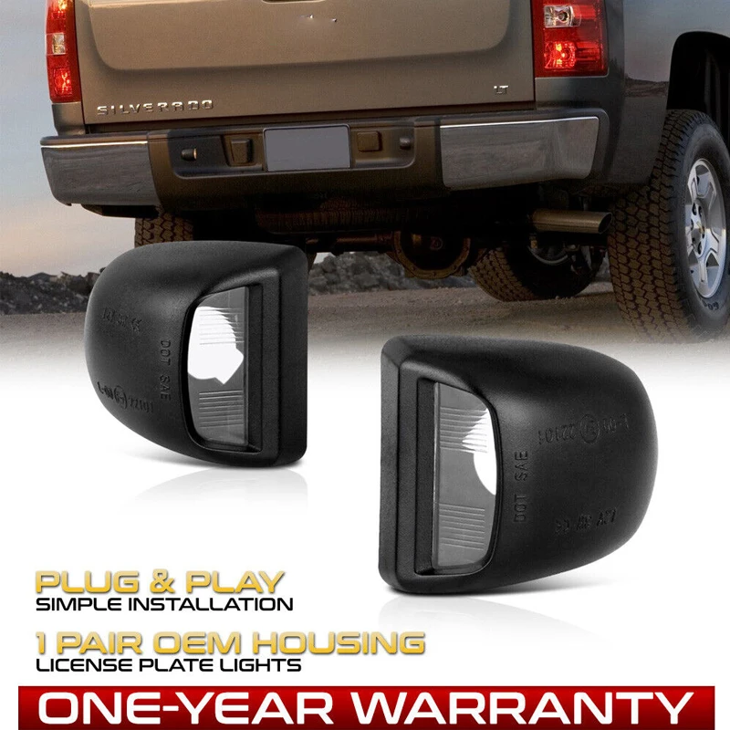 2pcs Car Number License Plate Lights Housing Auto Accessories For Chevrolet Silverado Avalanche Traverse Tahoe GMC Sierra 1500