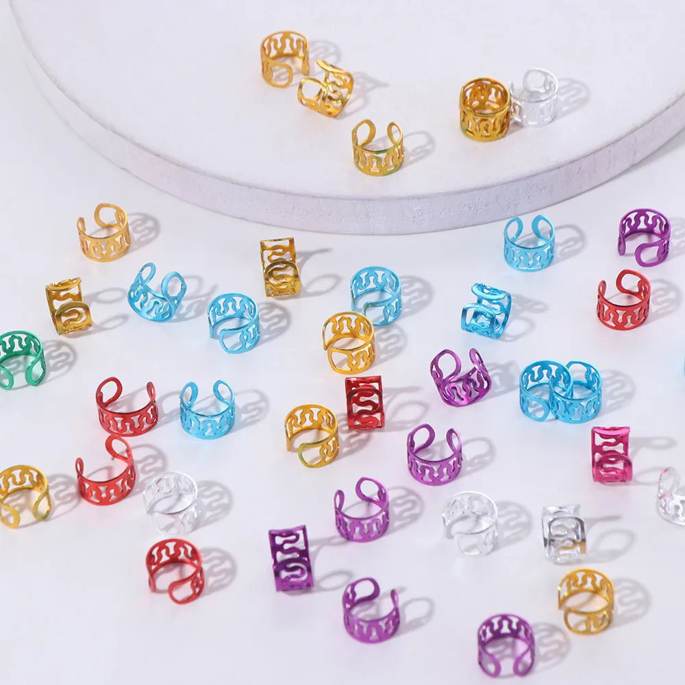 40pcs Dread Locks Hollow Out Hair Ring Hair Braiding Colored Dreadlocks Beads Adjustable Headwear Hair Braid Tubes Men