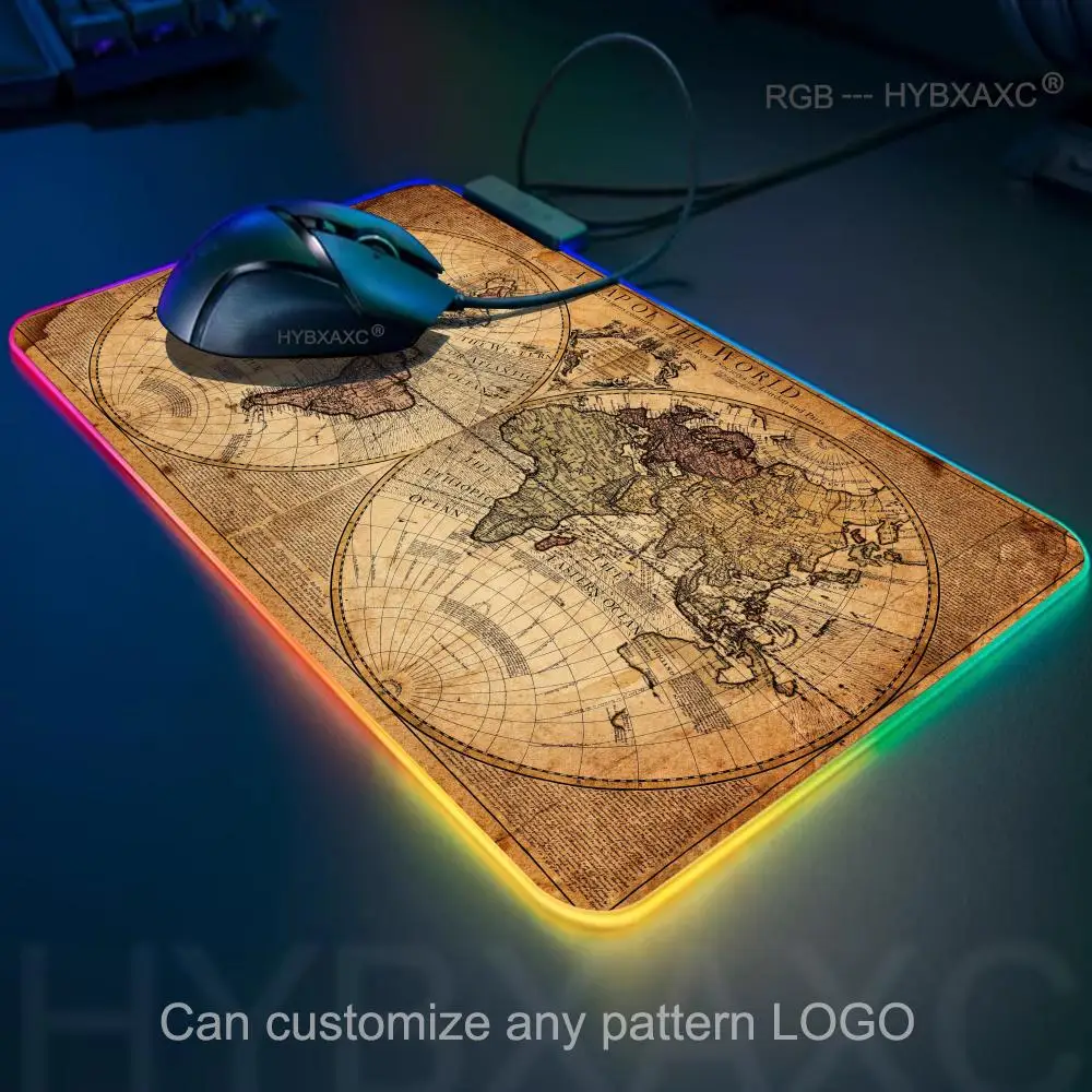 Old World Map RGB Mouse pad Large Office Computer Desk mat Vintage Mousepad Gamer 1000X500 Table mat Gaming Anime Pad Mosue Mats