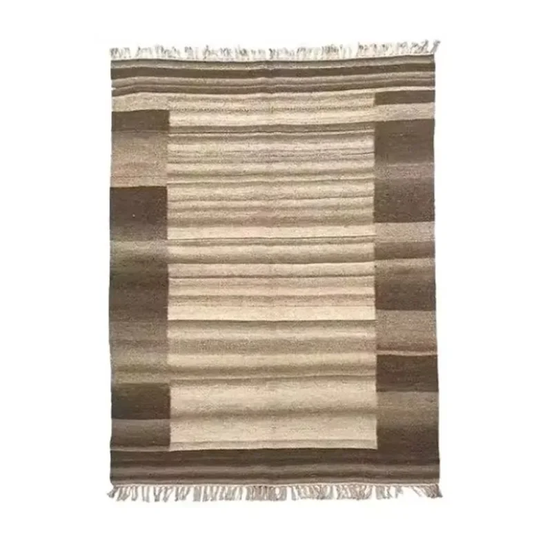 

Indian Manufacturer Cotton Rug Flat Woven Dhurrie Style Foldable Soft Mat for Small Rooms Bedside Nook Modern Studio Decor Latex
