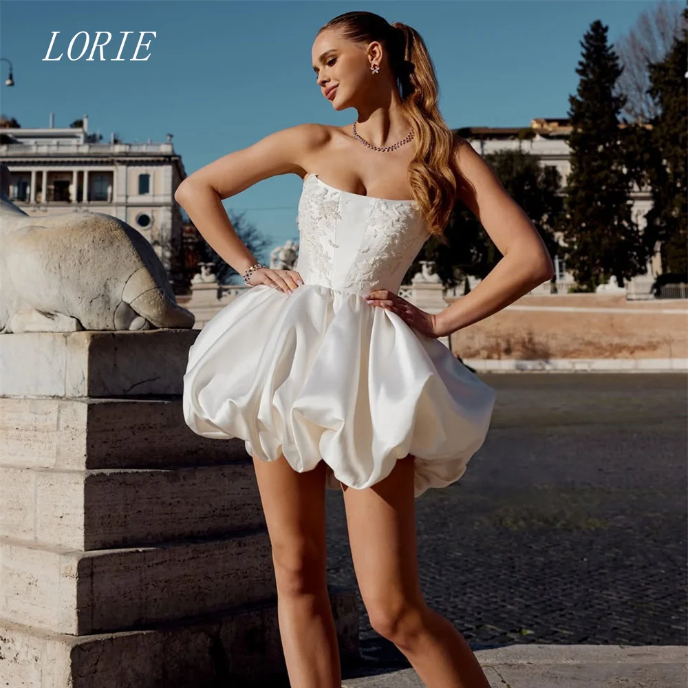 LORIE Luxury Lace A Line Civil Wedding Dress Gala Strapless Bridal Dresses Appliques Engagement Wedding Gown Customized 2026