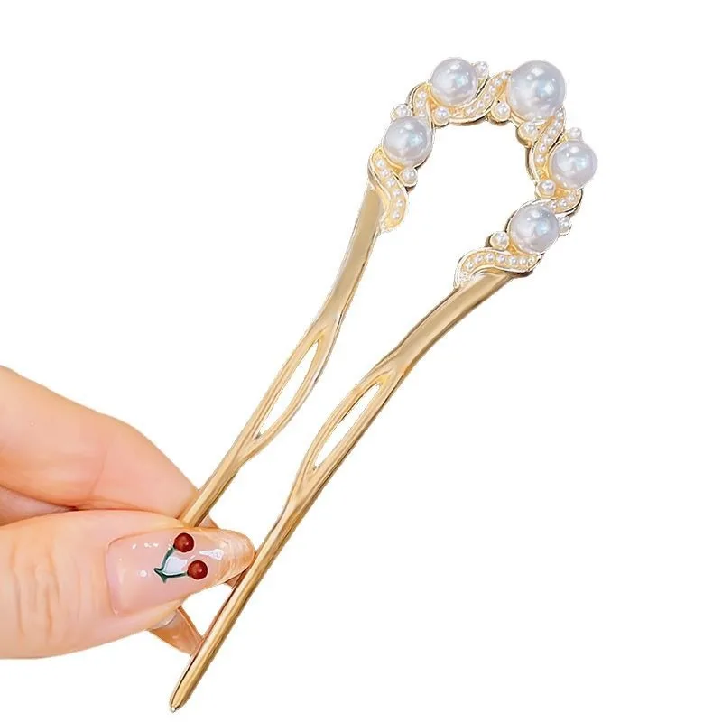 دبوس شعر لؤلؤي على شكل حرف U للنساء دبوس شعر أوبدو لظهر الرأس مع إكسسوار على الطراز الصيني الجديد على الطراز القديم #5