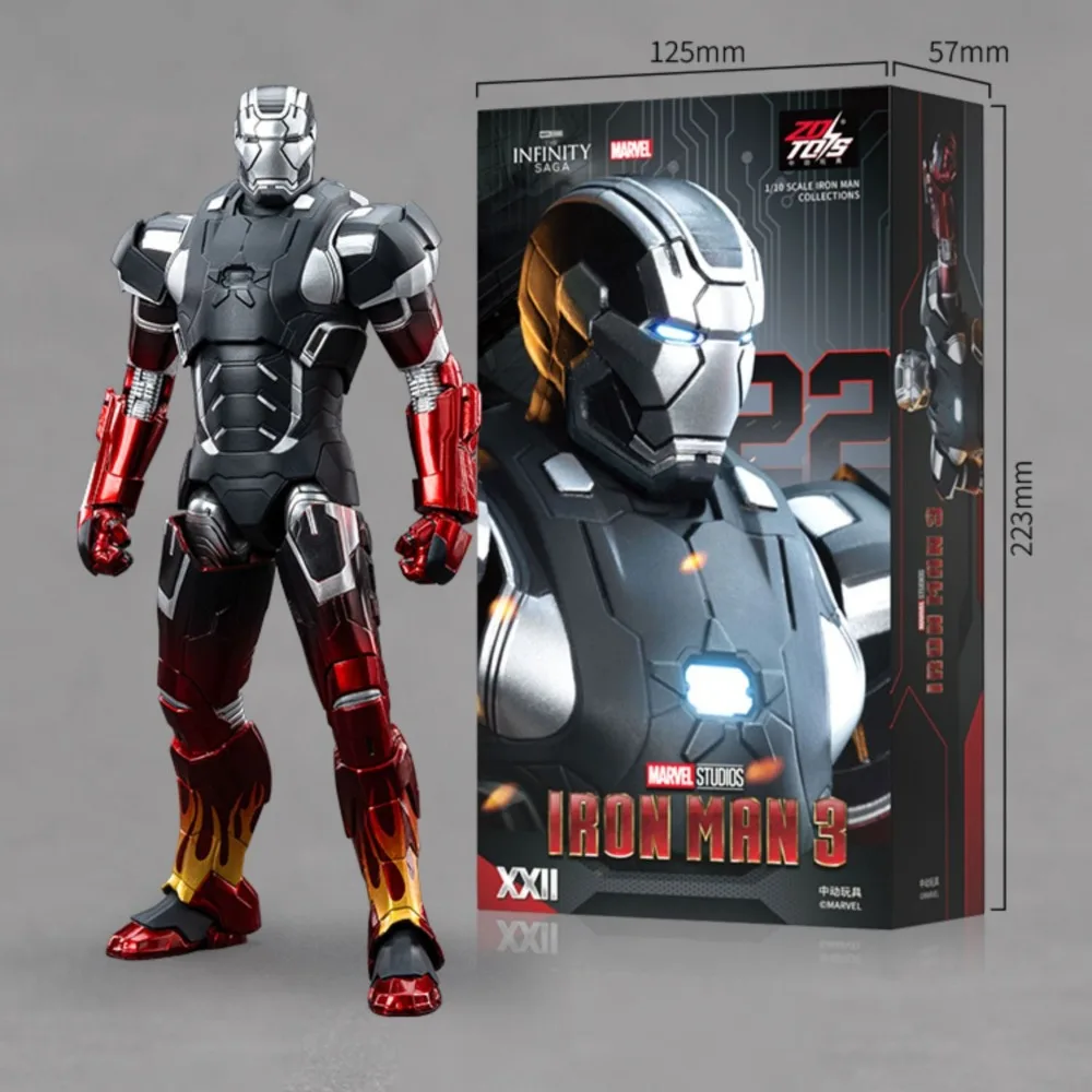 ZD 토이즈 오리지널 아이언맨 MK22 액션 피규어 토니 스타크 메카 모델 가동형 애니메이션 어벤져스 컬렉션 장난감 소년 선물